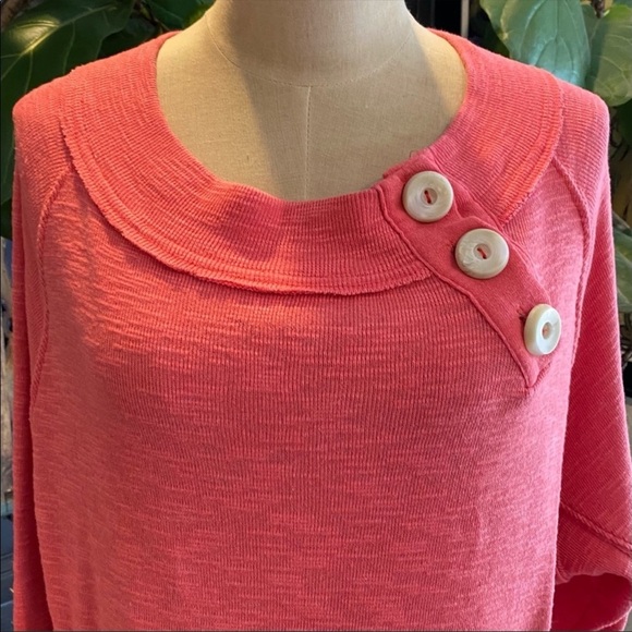 Free People Don’t Forget About Me Salmon Pink Pull over textured top - Picture 9 of 14